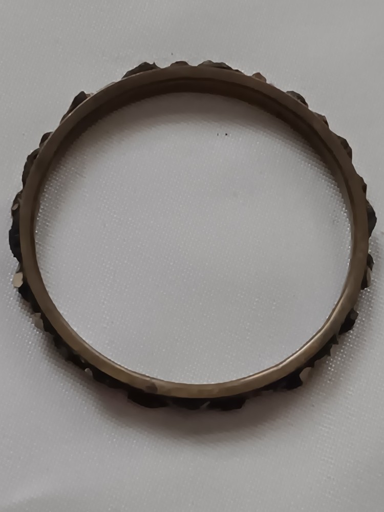 Vintage inner brass exterior crushed stone inlay outer bangle bracelet