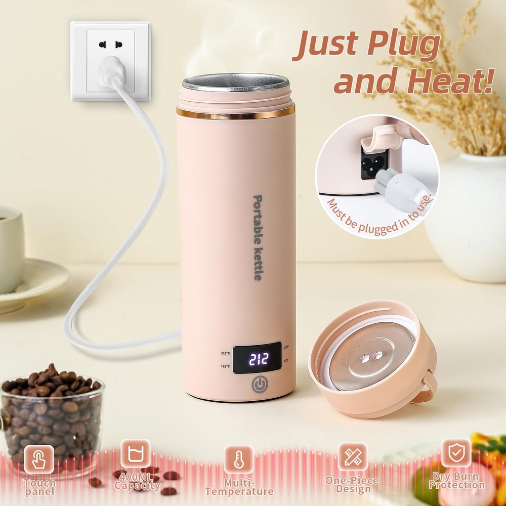 Travel Electric Kettle Portable Mini Kettle,Small Hot Water Boiler with 4 Tem...
