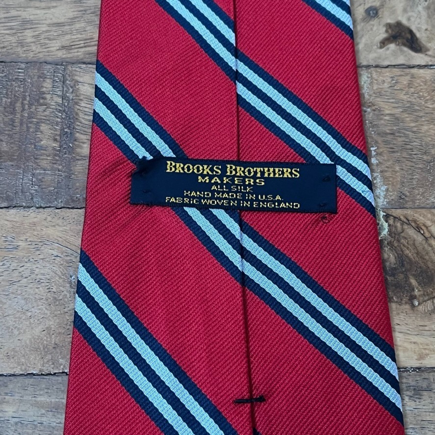 Brooks Brothers Makers All Silk Neck Tie 57" Red Striped Pattern