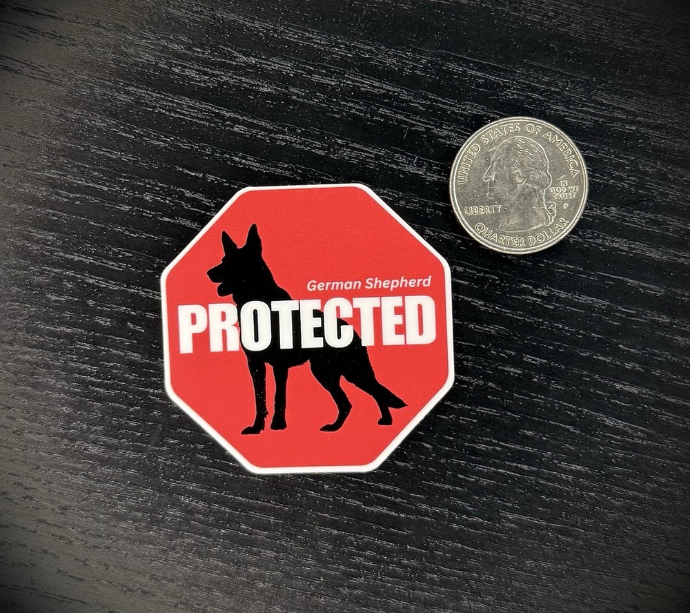 2” Protected By German Shepherd Alarm Style Window Sticker Decal Security GSD
