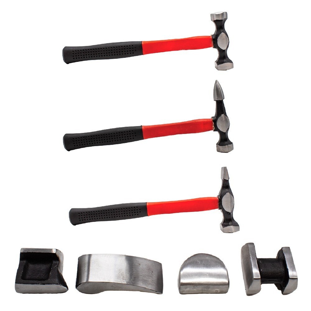 7pcs Cast Iron Auto Body Repair Tools Panel Beating Set Fender Tool Kit Hammer