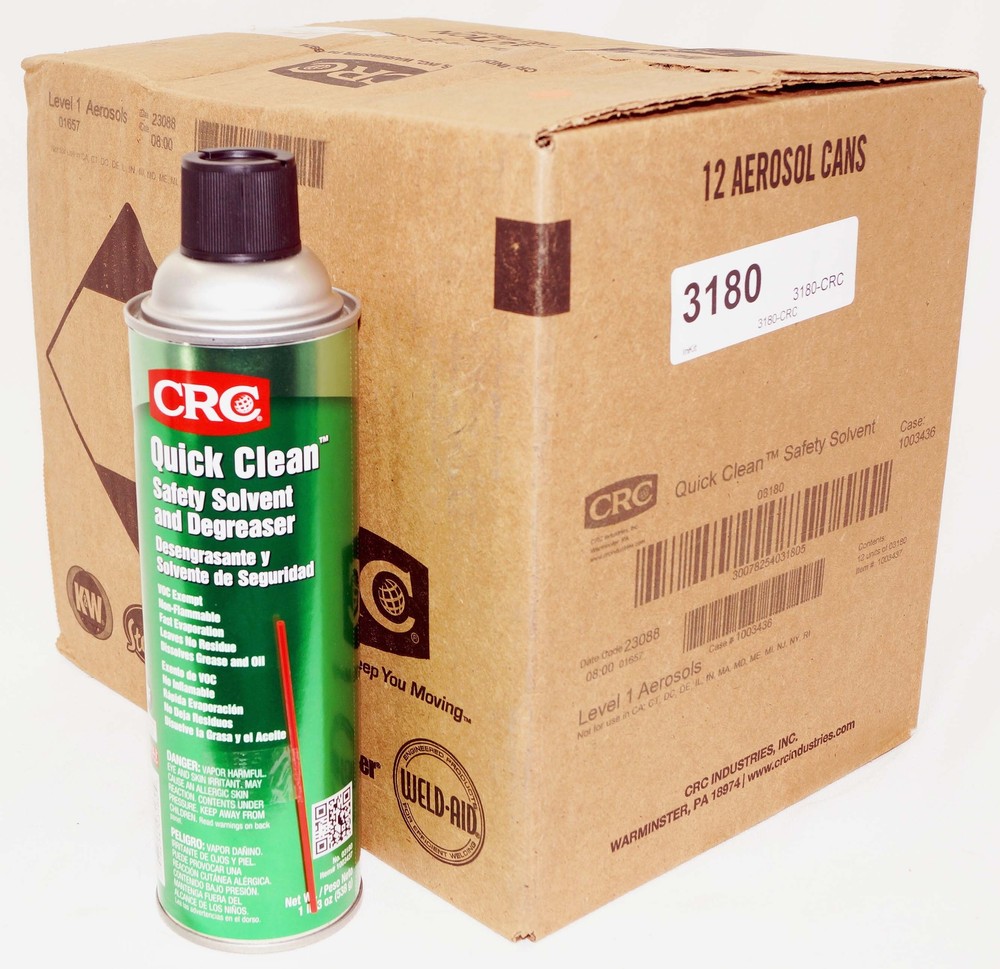 CRC Quick Clean Safety Solvent and Degreaser 19 Oz Chlorinated Formula 12 Pack