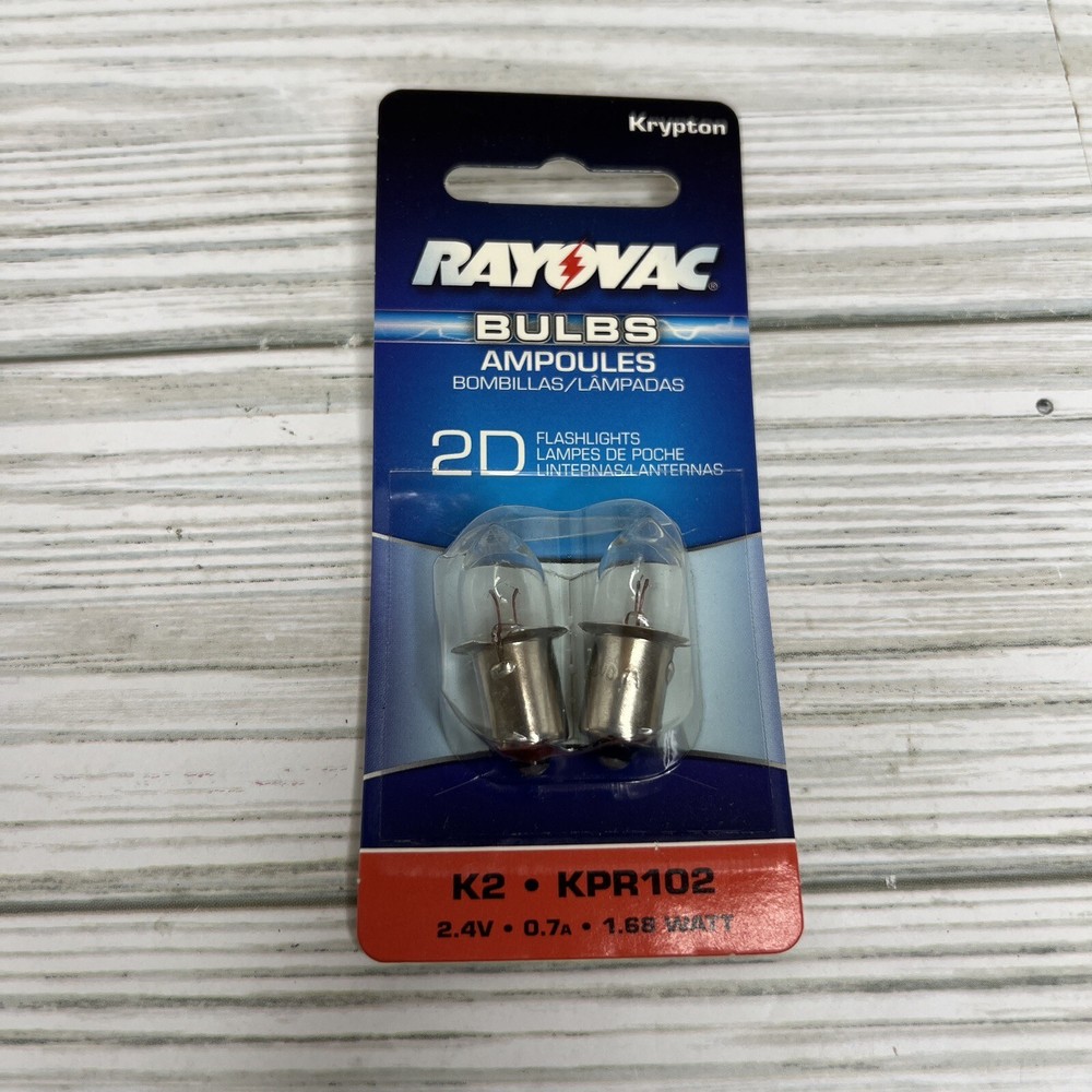 Rayovac K2 / KPR102 Krypton Bulbs 2D Flashlights 2.4v, .7a, 1.68 Watt - NEW!