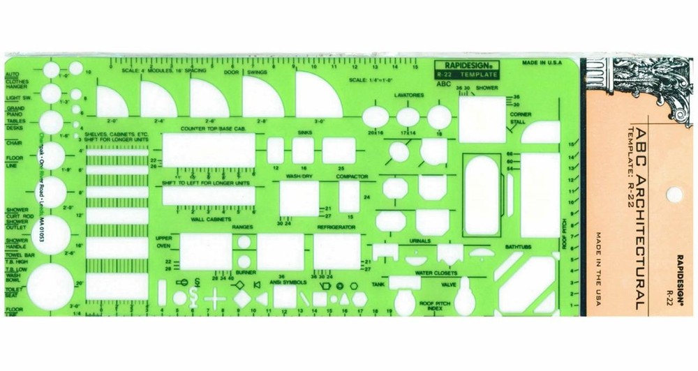 Berol Rapidesign Template - ABC Architectural - 1/4" Scale - R-22