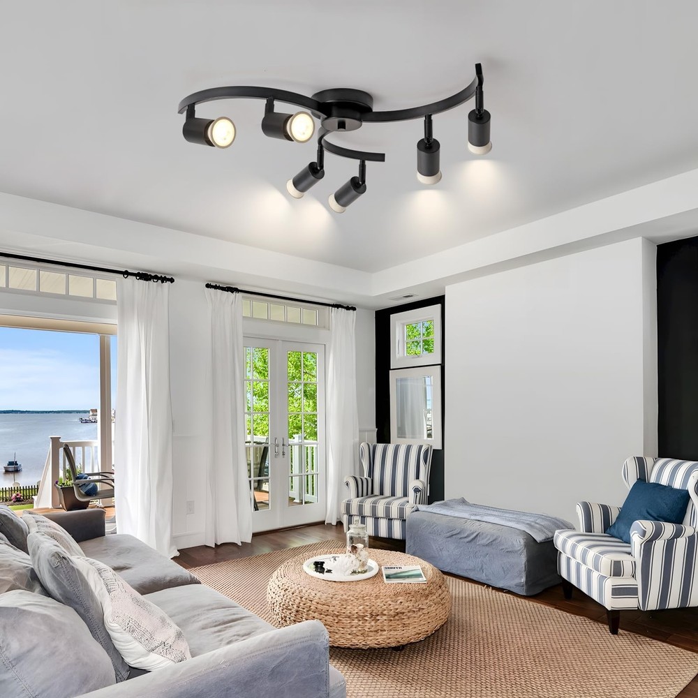 SEEBLEN 6 Light Track Lighting Fixtures Ceiling, Flexibly Rotatable Light Hea...