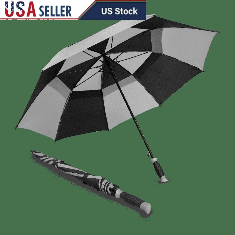 Double Canopy Golf Umbrella Auto Open Windproof Ergonomic Handle Water Resistant
