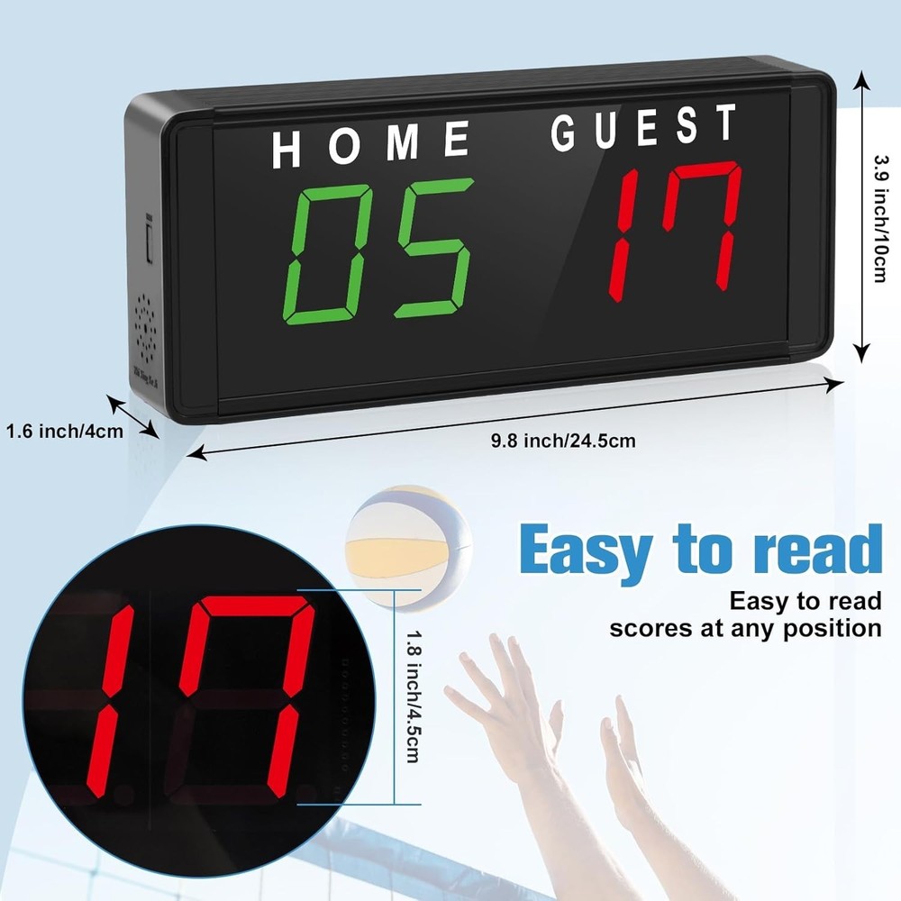 Portable Scoreboard LED Digital with Timer, Remote, Tripod - Bright Display