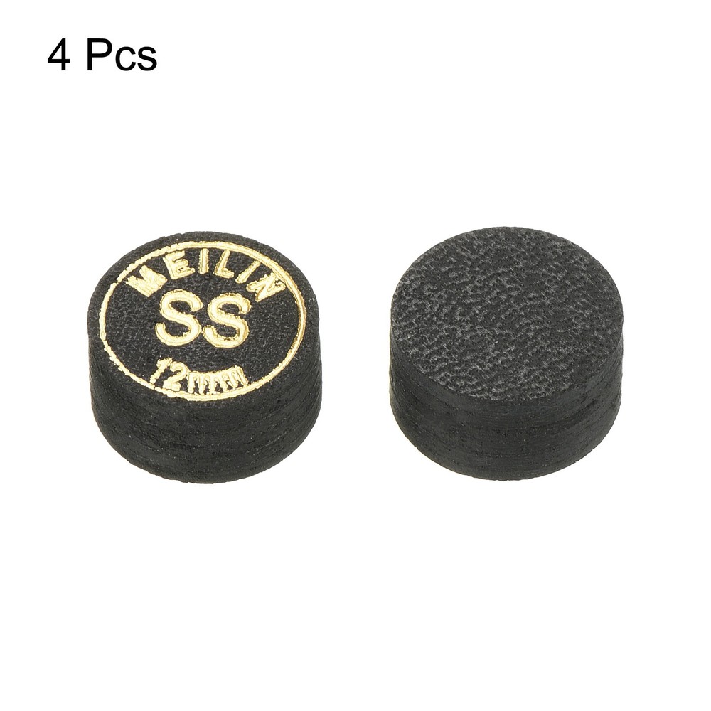 12mm Billiard Stick Tips, 4pcs Super Soft Multiple Layer, Black