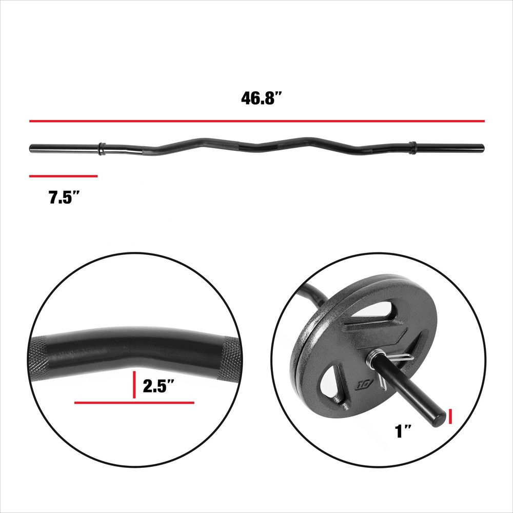 Barbell Standard 1” Curl Bar and Dumbbell Handle Set