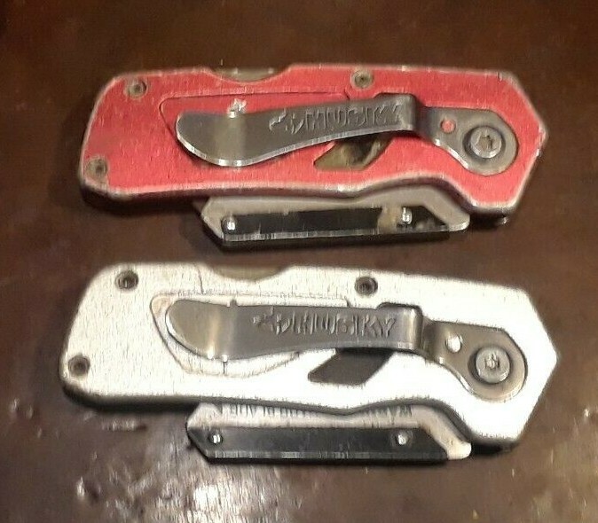 HUSKY 2-Pack Folding Utility Knife Set Sure-Grip lock-back