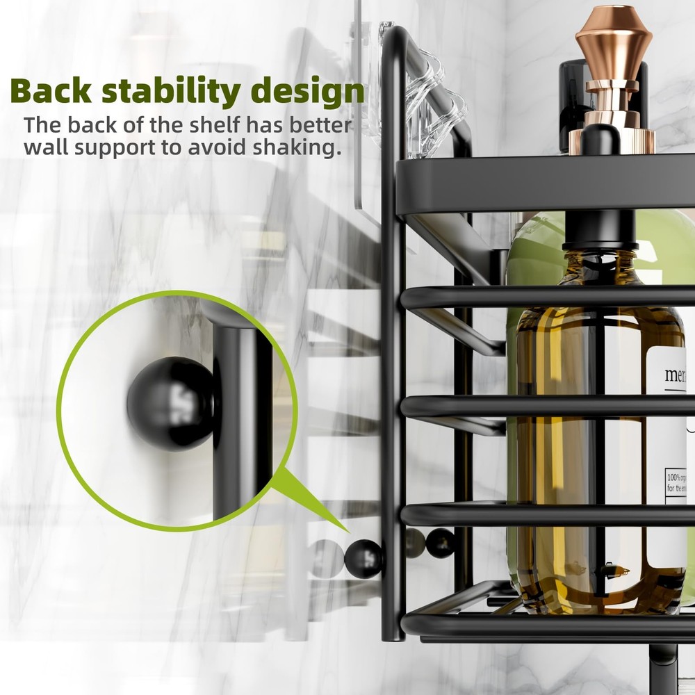 Shower Caddy, Shower Organizer with Soap Holder and Hooks, Rustproof Shower S...