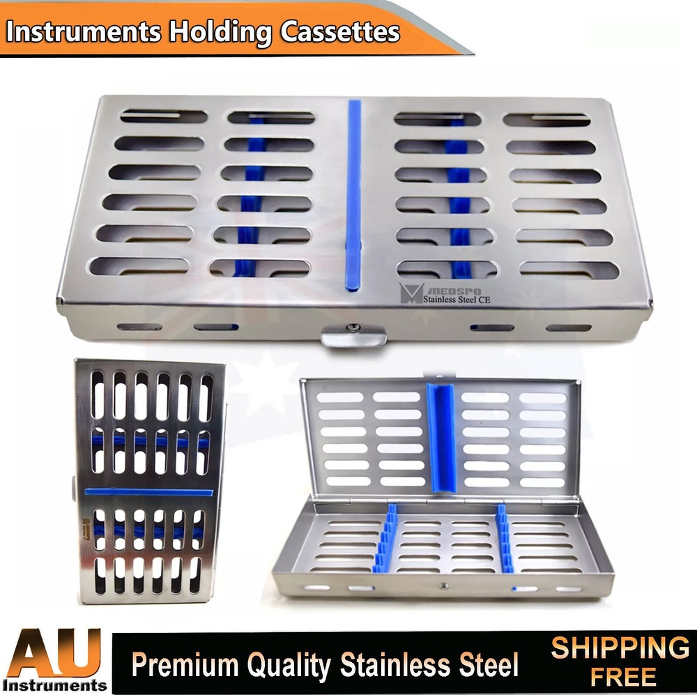 Dental 7PCS Cassette Instruments Holding Tray Rack Autoclave Sterilization Tools