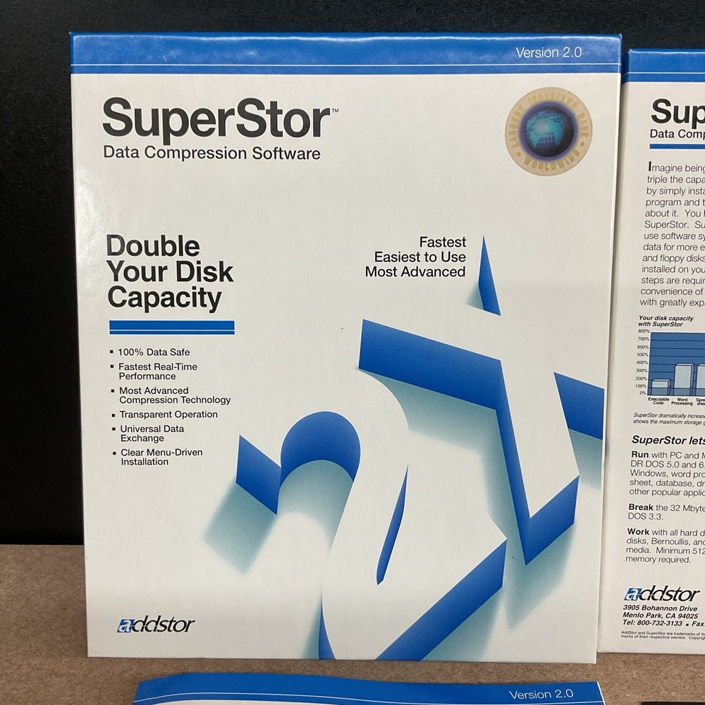 SuperStor Data Compression Software Big Box PC 1991 Addstor