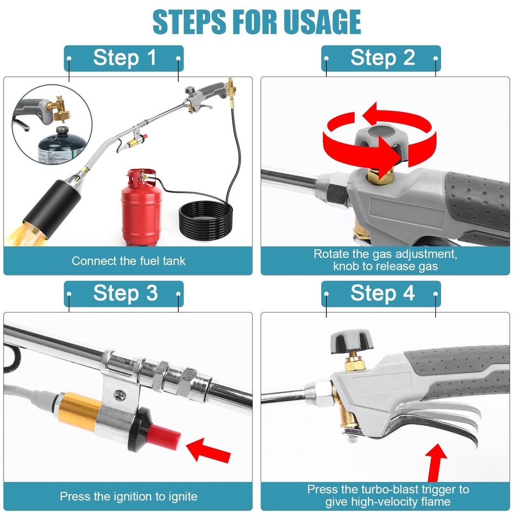 Propane Torch Weed Burner without Storage Bag, Silver