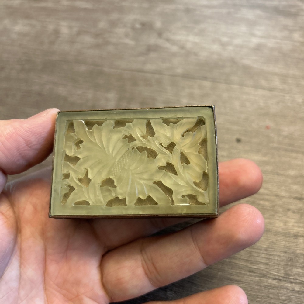 Vintage Jade & Enamel Match Box