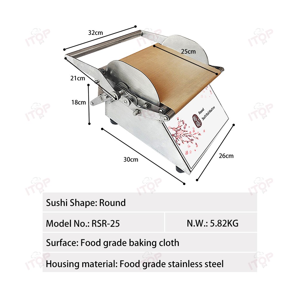 NEW! Round/Square Sushi Roll Making Machine Tabletop Sushi Forming Roller Maker