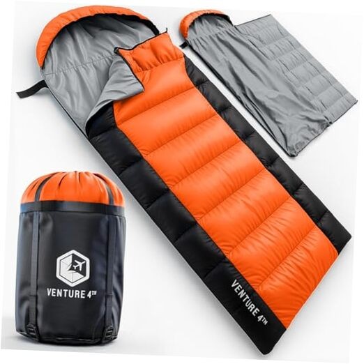 Backpacking Sleeping Bag – XXL, Double Single Orange/Black Summer Sleeping Bag
