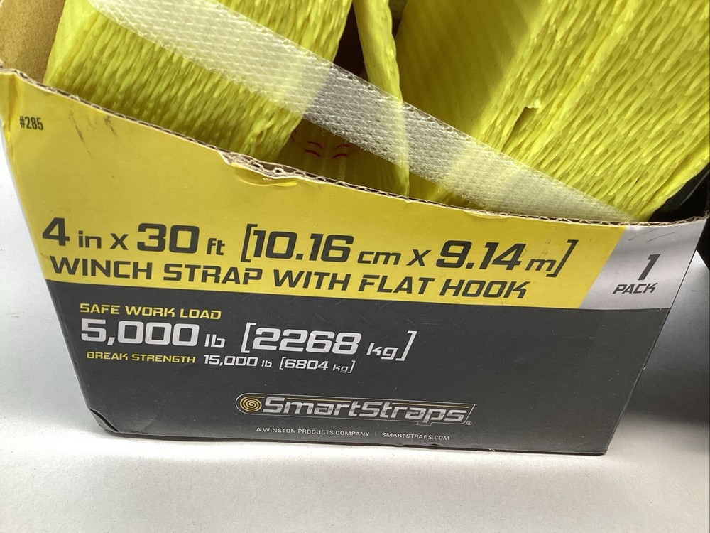 SmartStraps 4 in x 30 ft 5000 lbs Working Load Limit Winch Strap 2 Pack