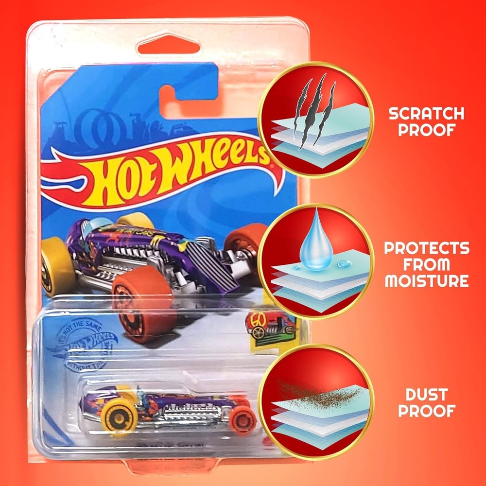 4-Pack Clear Protector Case Plastic Display Hot Wheels & Matchbox Basic Cars