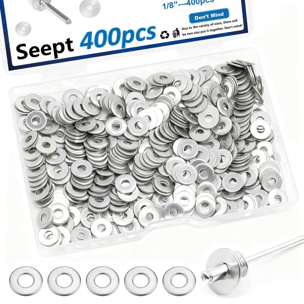 400PCS 1/8 Inch Silver Pop Rivet washers for Pop Rivets Diameter 1/8" 304 Sta...