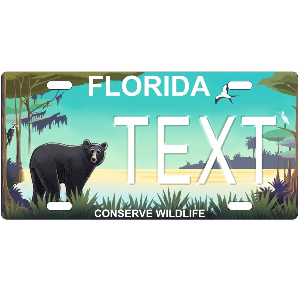 Novelty, Personalized State License Plates-Florida Bear. Three Sizes Available