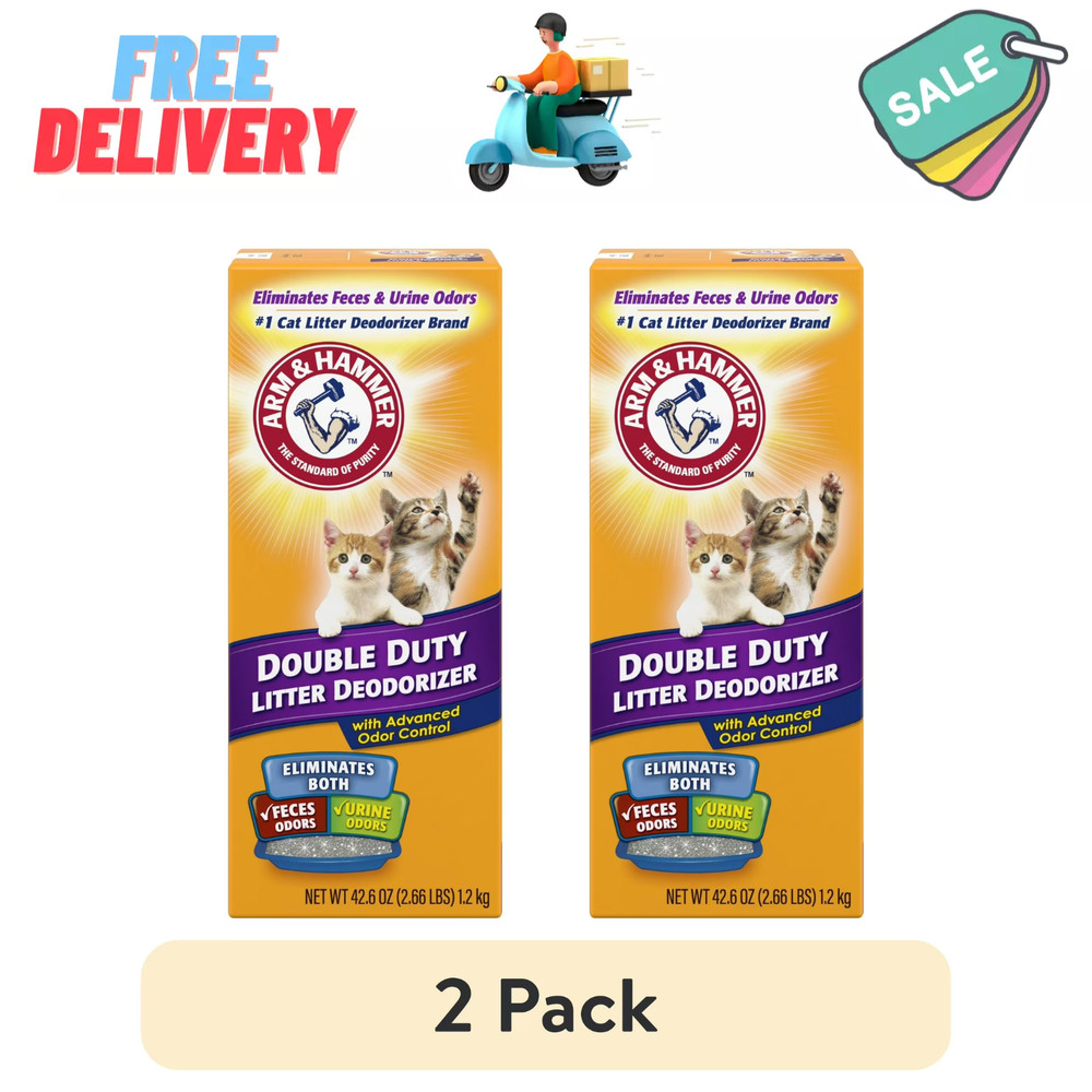 (2 Pack) Arm & Hammer Double Duty Cat Litter Deodorizer Odor Eliminator, 42.6 oz