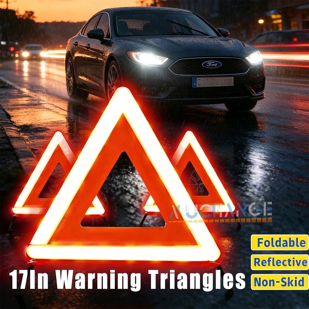17" DOT Approved 3PCS Emergency Warning Triangles for Safety Triangle Reflective