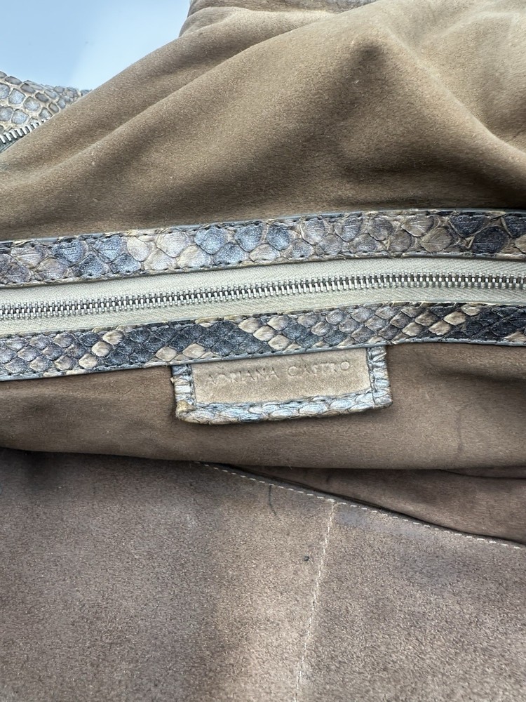 ADRIANA CASTRO PYTHON SNAKESKIN HOBO TOTE SHOULDER HANDBAG