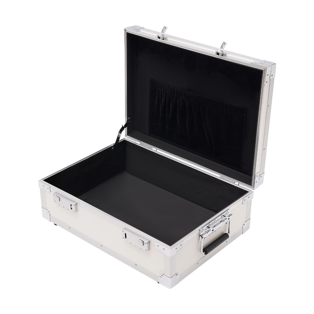 Large Portable Locking Storage Box for Filing Letters & Documents w/Lock Silver
