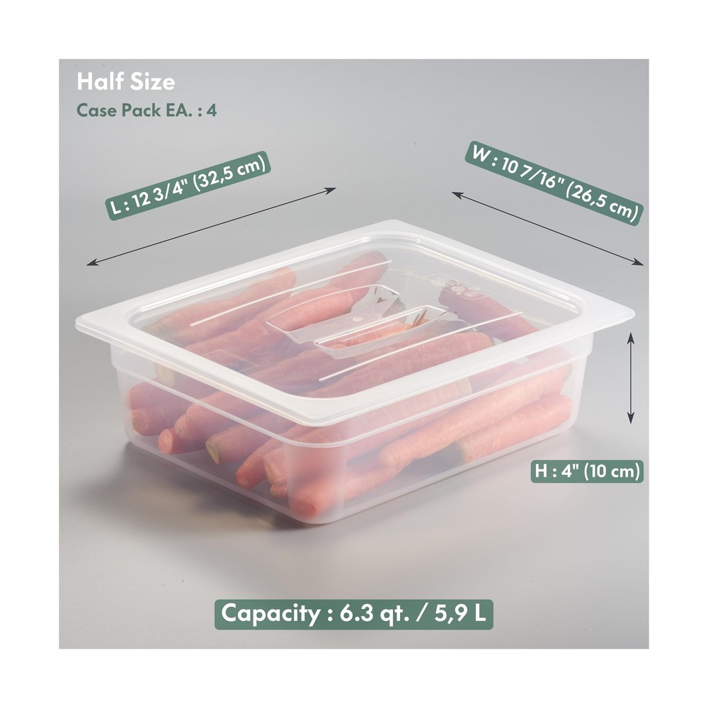 CURTA 4-Pack 1/2 Size 4" Deep Food Pan with Handled Lid – NSF Listed Comme