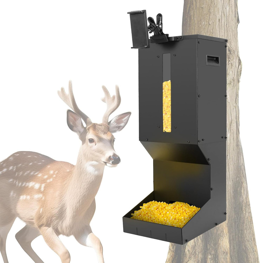 Automatic Metal Deer Feeder – 60 Lb/11Gal Capacity, Gravity Dispenser Feeds Prot