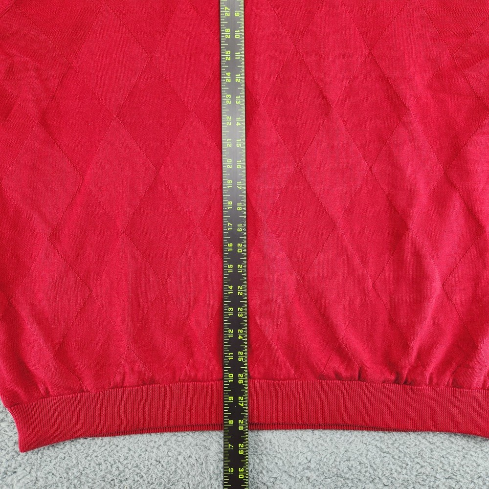Oxford Golf 1/4 Zip Pullover Jacket Mens XL Club Red Diamond Pattern