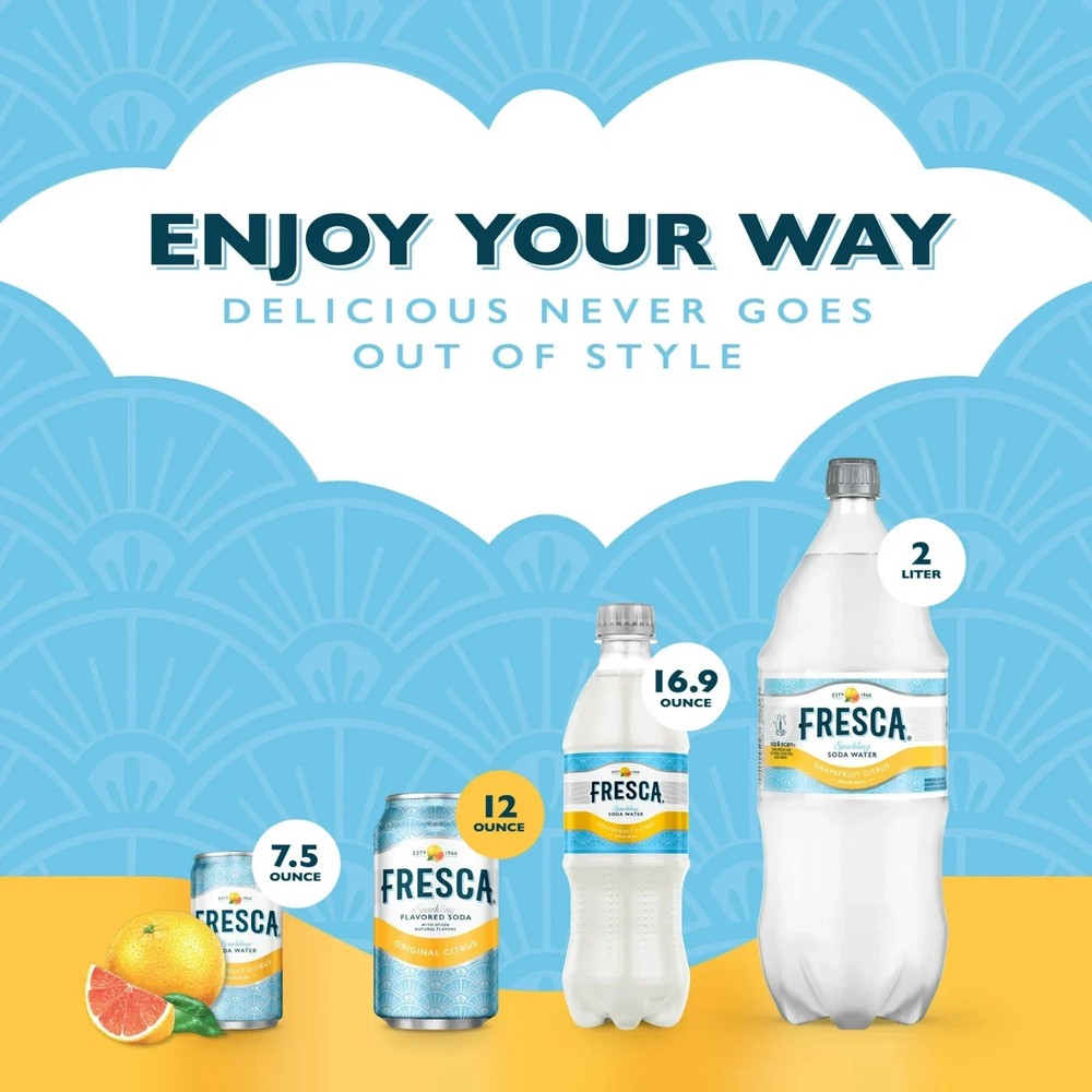 Fresca grapefruit citrus Soda Pop, 12 fl oz, 12 Pack Cans.....
