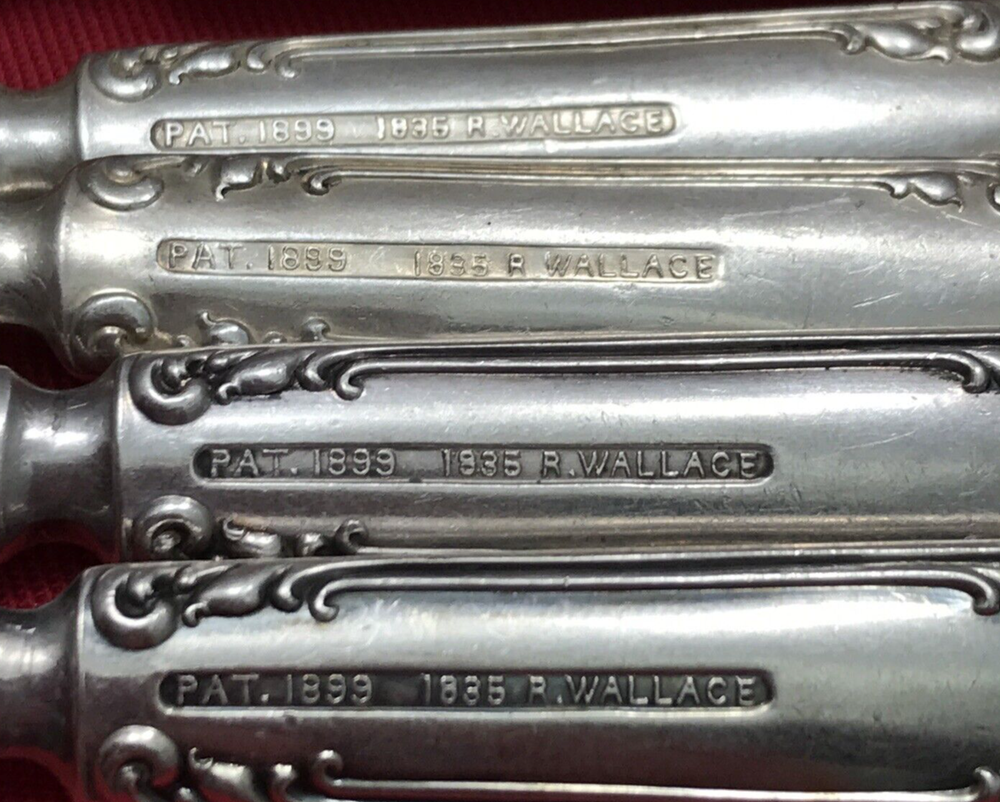 5 Pc JOAN Silverplated 7.5" INDENTED SOLID HANDLE FORKS 1835 R. Wallace No Mono