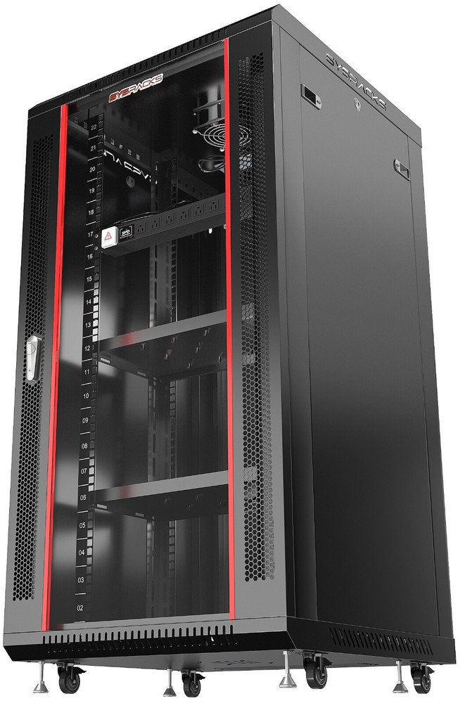 Server Rack 22U Enclosed 24-Inch Deep Cabinet Locking Networking Data Enclosure