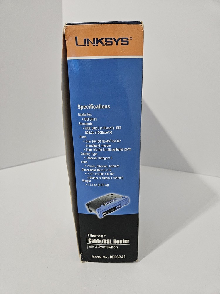 Linksys Etherfast Cable/DSL Router With 4 Port Switch Wired Model BEFSR41