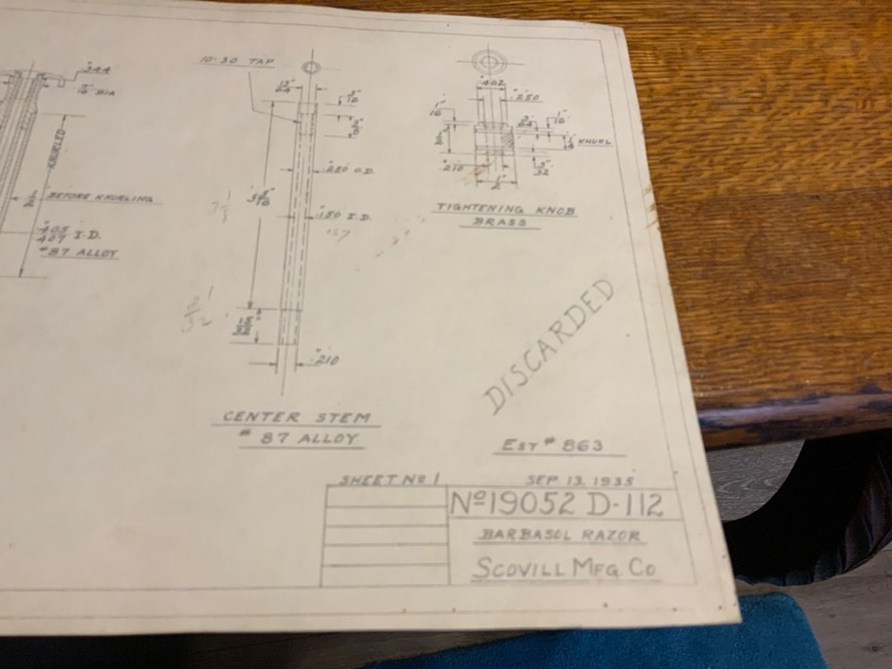 Vintage Barbasol Razor blueprint 1935