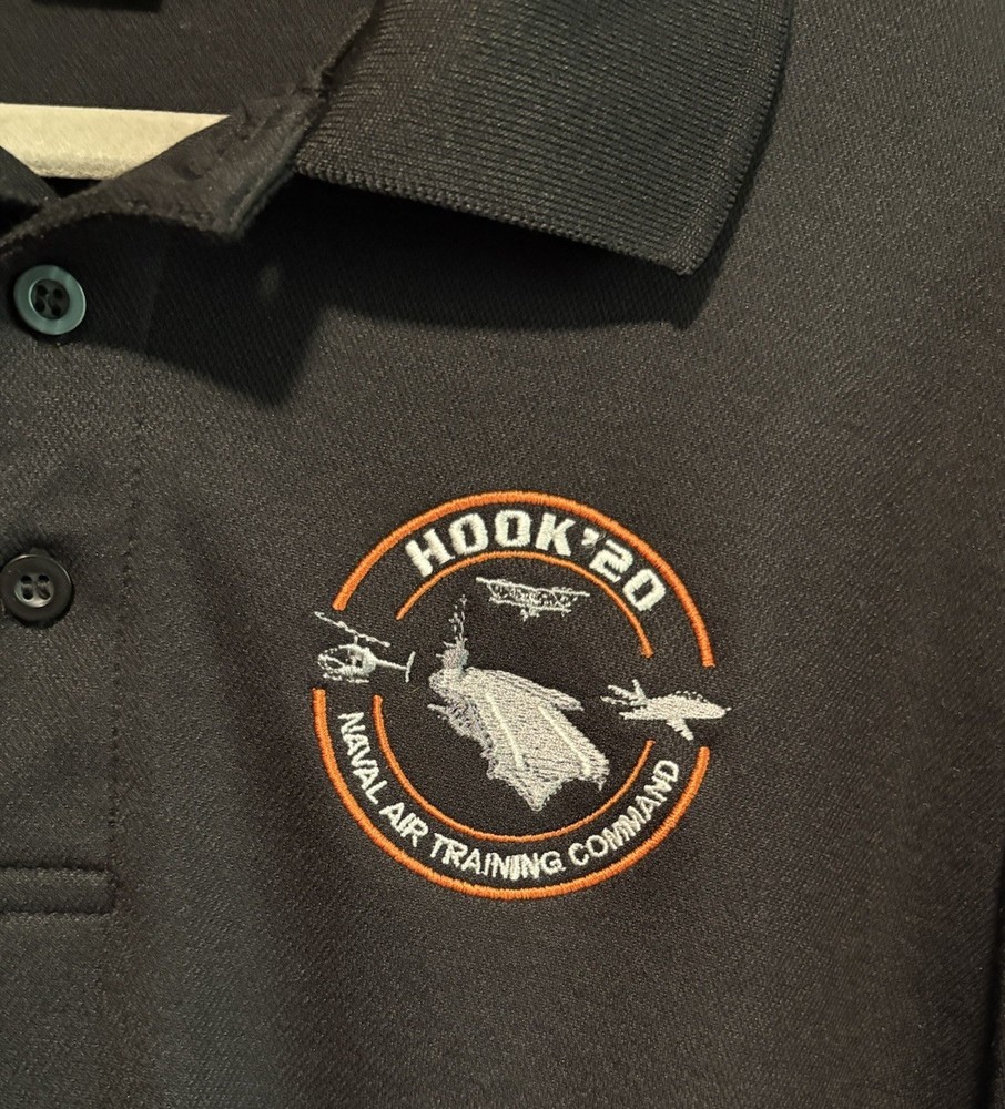 Hook ‘20 Naval Air Training Command Shirt Men Large Polo Embroidered Devon Jones