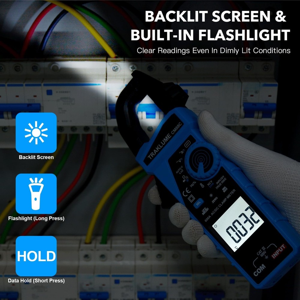 Clamp Meter Multimeter 6000 Counts Amp Meter Clamp AC/DC Current & Voltage Am...
