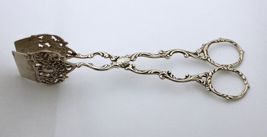 European .830 Silver Scissors Serving Tongs