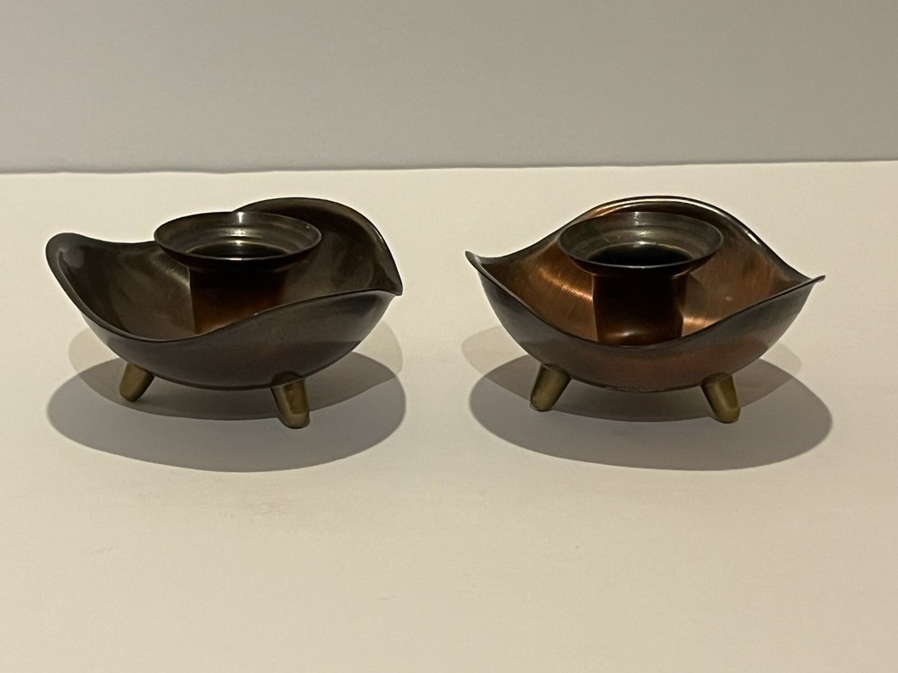 Vintage Set COPPERCRAFT GUILD Footed Candlestick Candle Holders