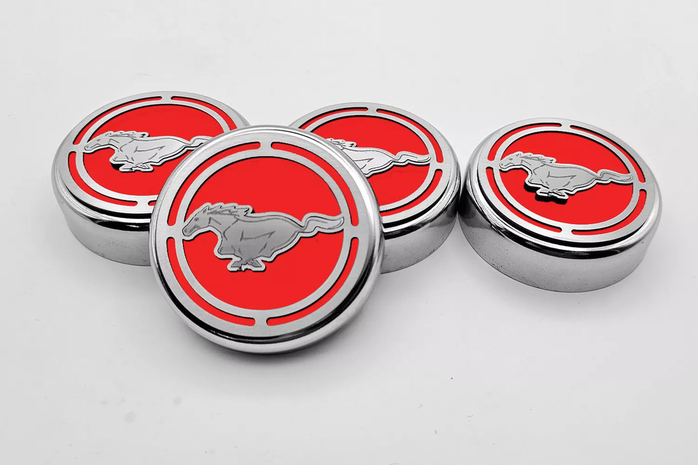 2015-2025 MUSTANG - FLUID CAP COVER AUTOMATIC TRANSMISSIONS ONLY, PONY LOGO 4PC