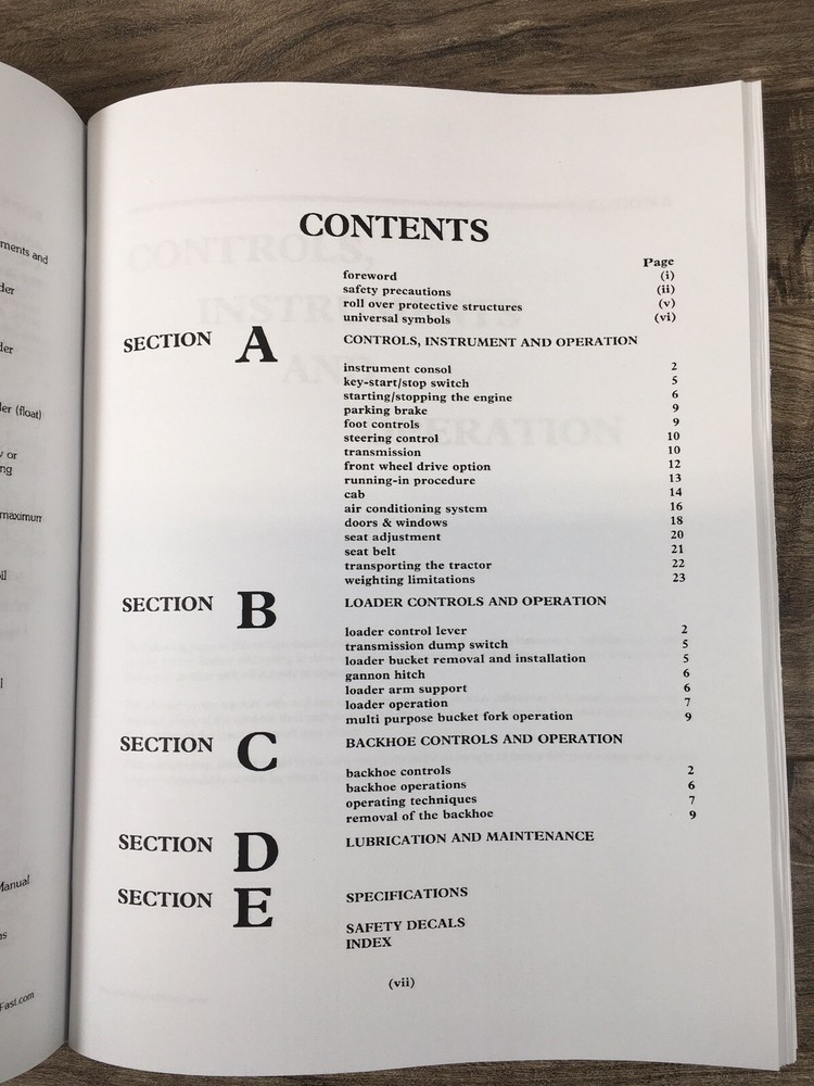 Ford 555D 575D 655D 675D Tractor Loader Backhoe Operators Manual Owners Book