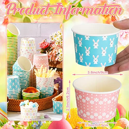 160 Pcs Easter Ice Cream Cups 9 oz Dessert Bowls Bunny Chicks Eggs Design