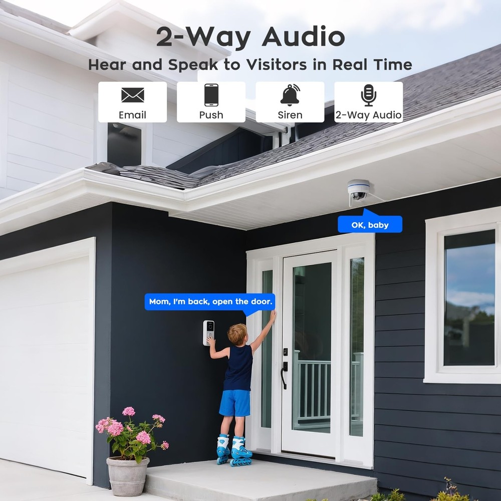 [AI Tracking Ceiling CAM 2K HD Metal PTZ Dome Wireless Security Camera with A...