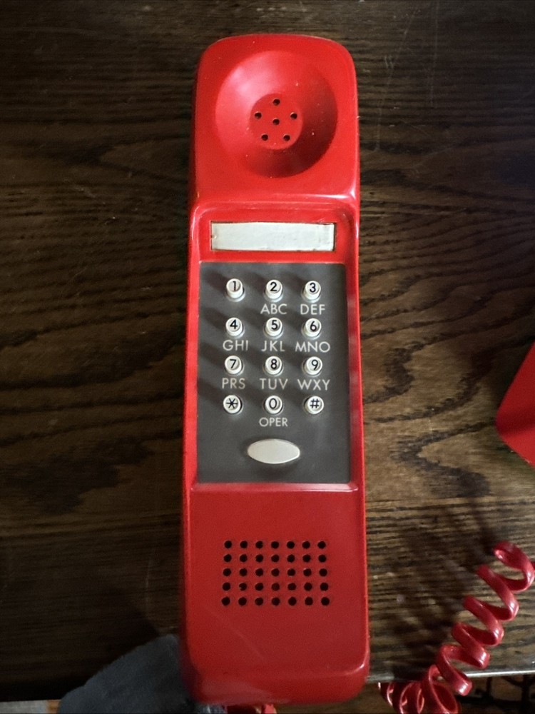 Vintage Red GTE Automatic Electric Wall Phone Push Button Retro Untested