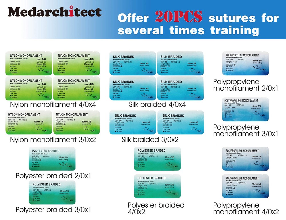 Medarchitect Suture Practice Complete Kit 30 Pieces for Medical Student Suture