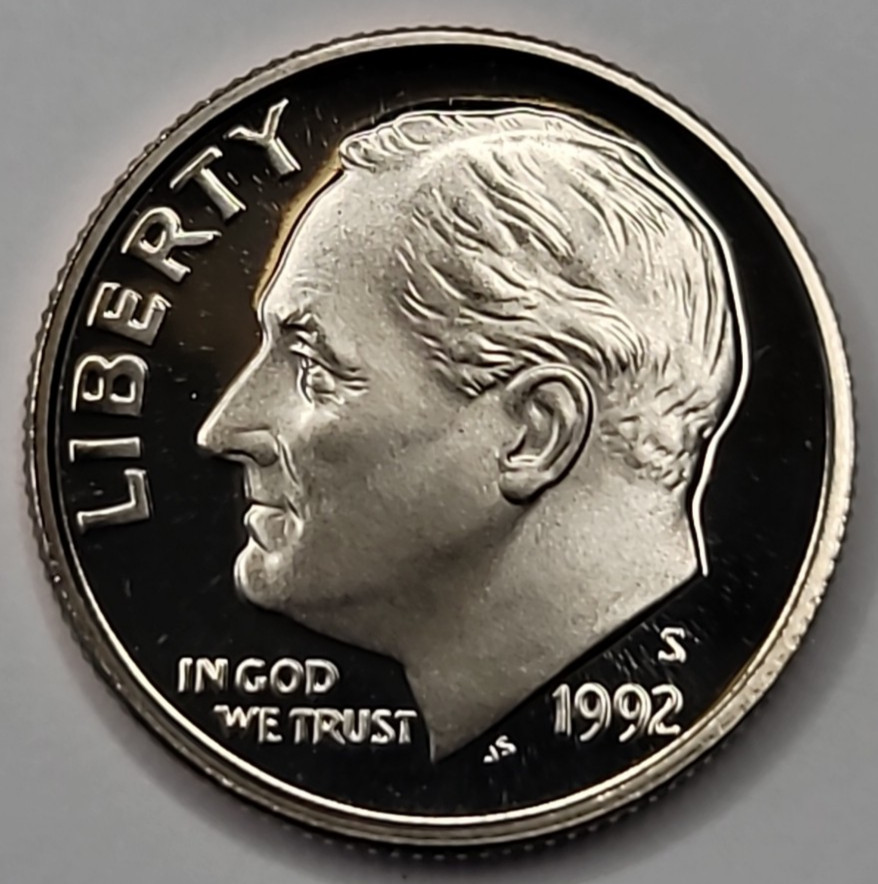 1992 S Gem Proof DCAM Roosevelt Dime CN-Clad