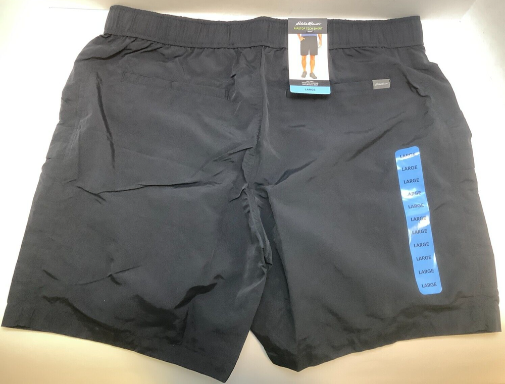 Eddie Bauer Men's Ripstop Tech Pull On Short, Large, Black, Free Shipping!!!