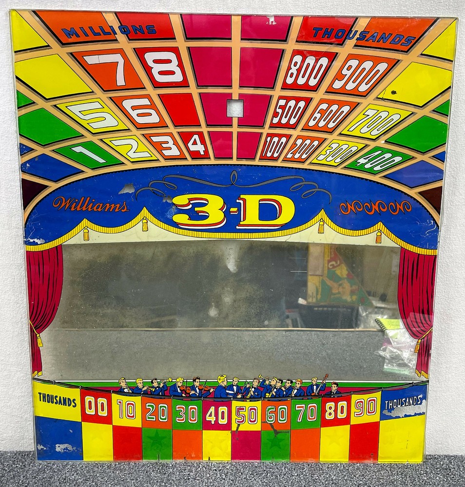 Williams 3-D Pinball Machine Game Backglass ORIGINAL